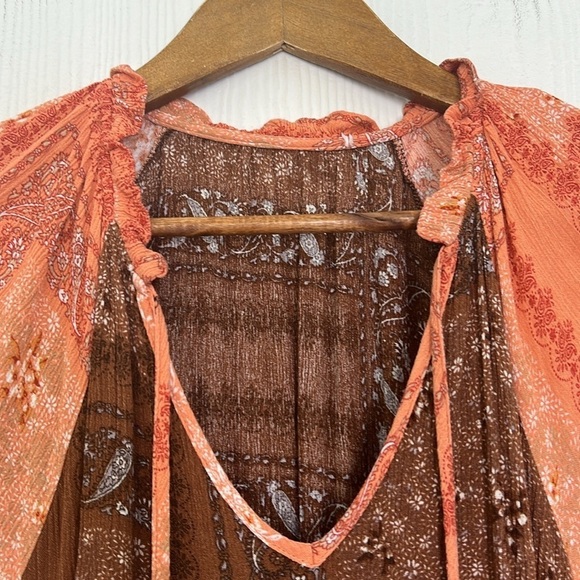 Renee C - Color-block Boho Tiered Three Quarter Sleeve Maxi Dress Small - Picture 12 of 13